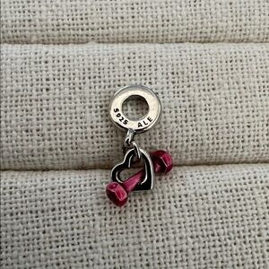 Pandora Dumbbell & Heart Dangle Charm
